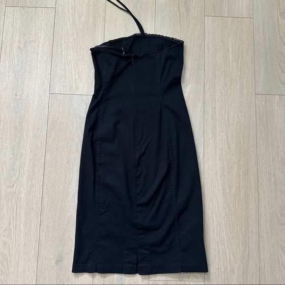 Vintage Betsey Johnson Black Midi Dress Halter Lace Size 2 - Picture 4 of 4